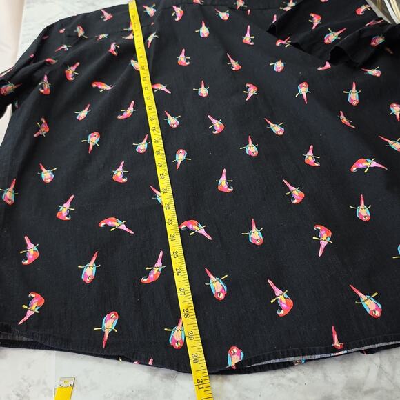 Mens Sz 2XL Classic Fit Black Parrot Print Button Down Islands George Shirt - Picture 11 of 12
